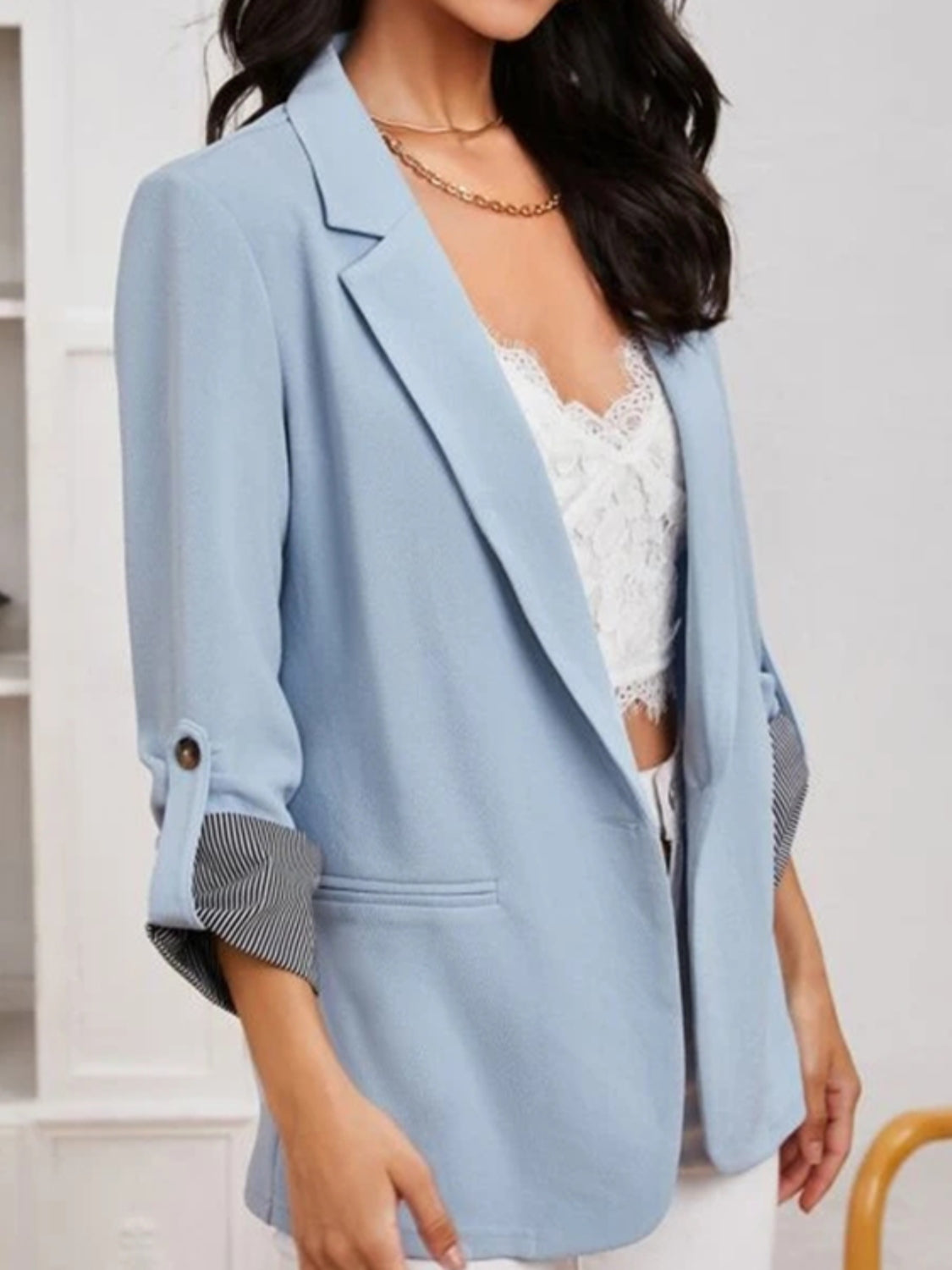 Roll-Tab Sleeve Blazer