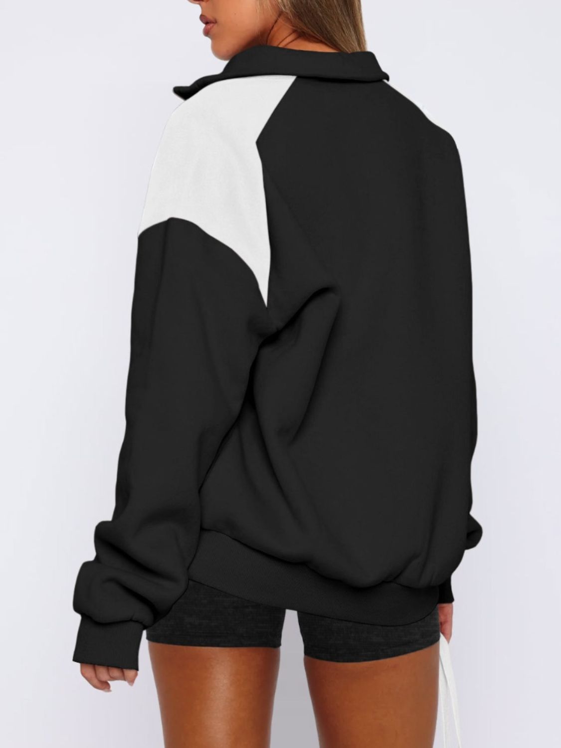 Contrast Quarter-Zip Sweatshirt