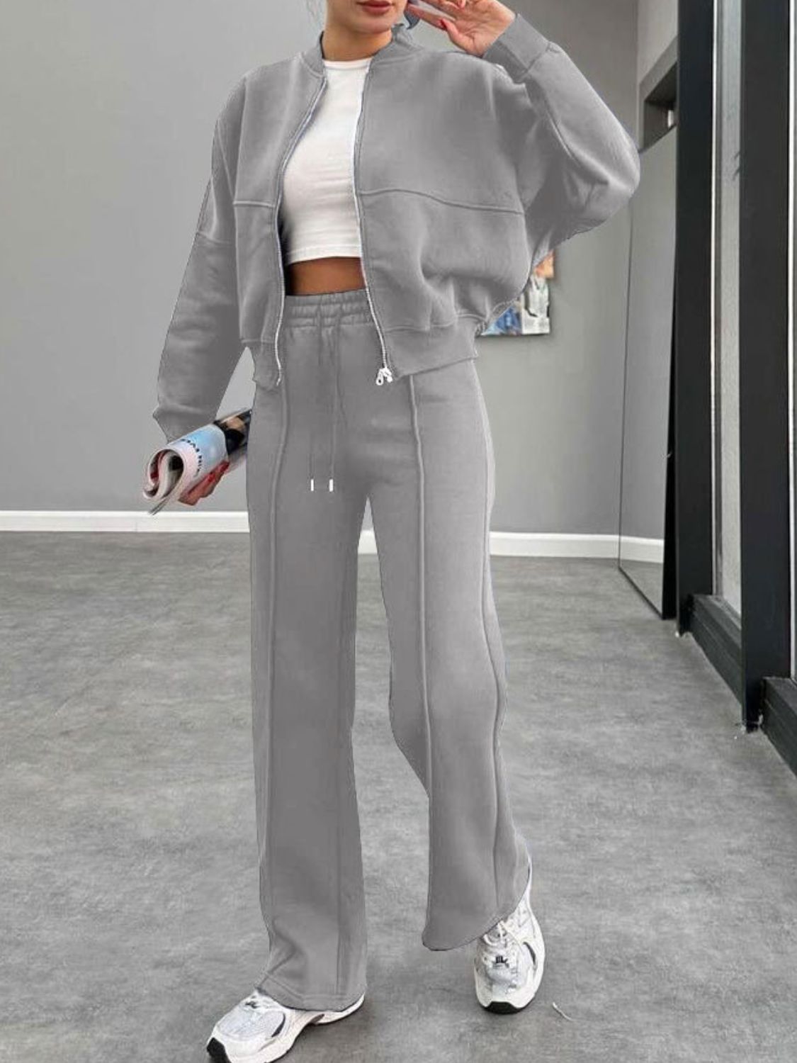 Zip-Up Jacket & Drawstring Pants Set