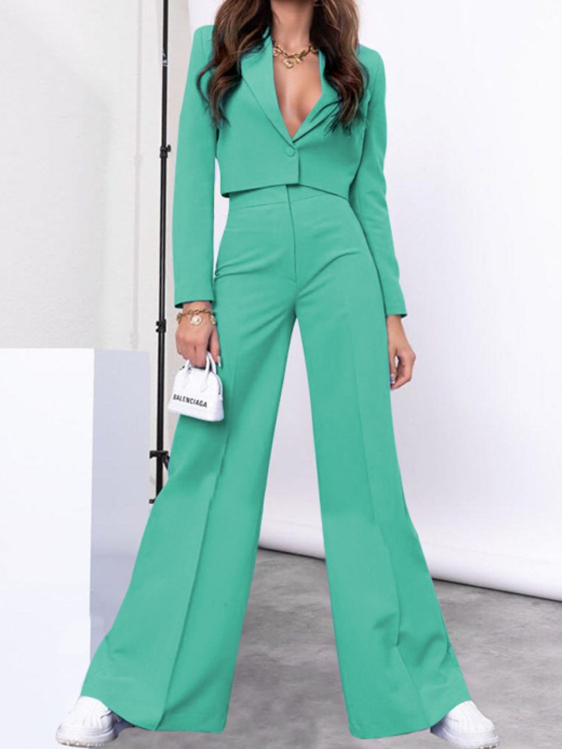 Cropped Top & Wide-Leg Pants Set