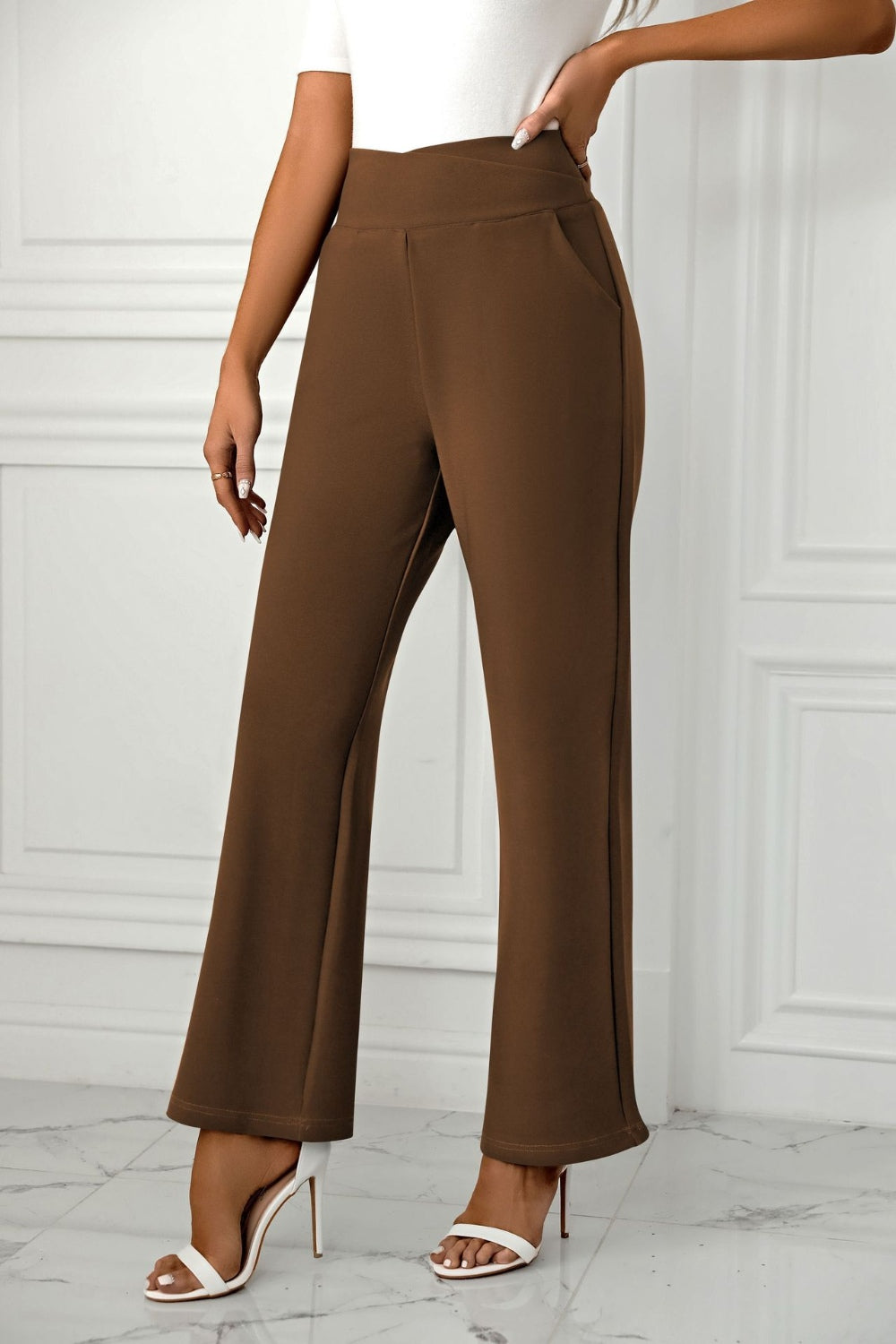 High-Waist Straight-Leg Pants