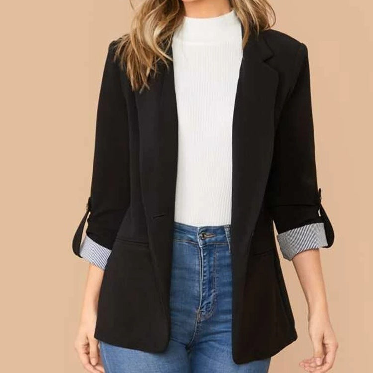 Roll-Tab Sleeve Blazer