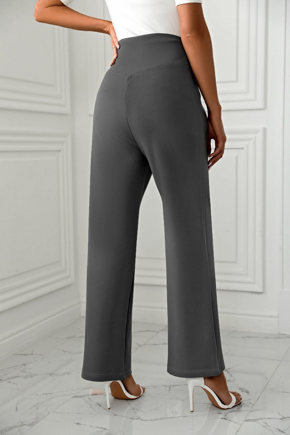 High-Waist Straight-Leg Pants