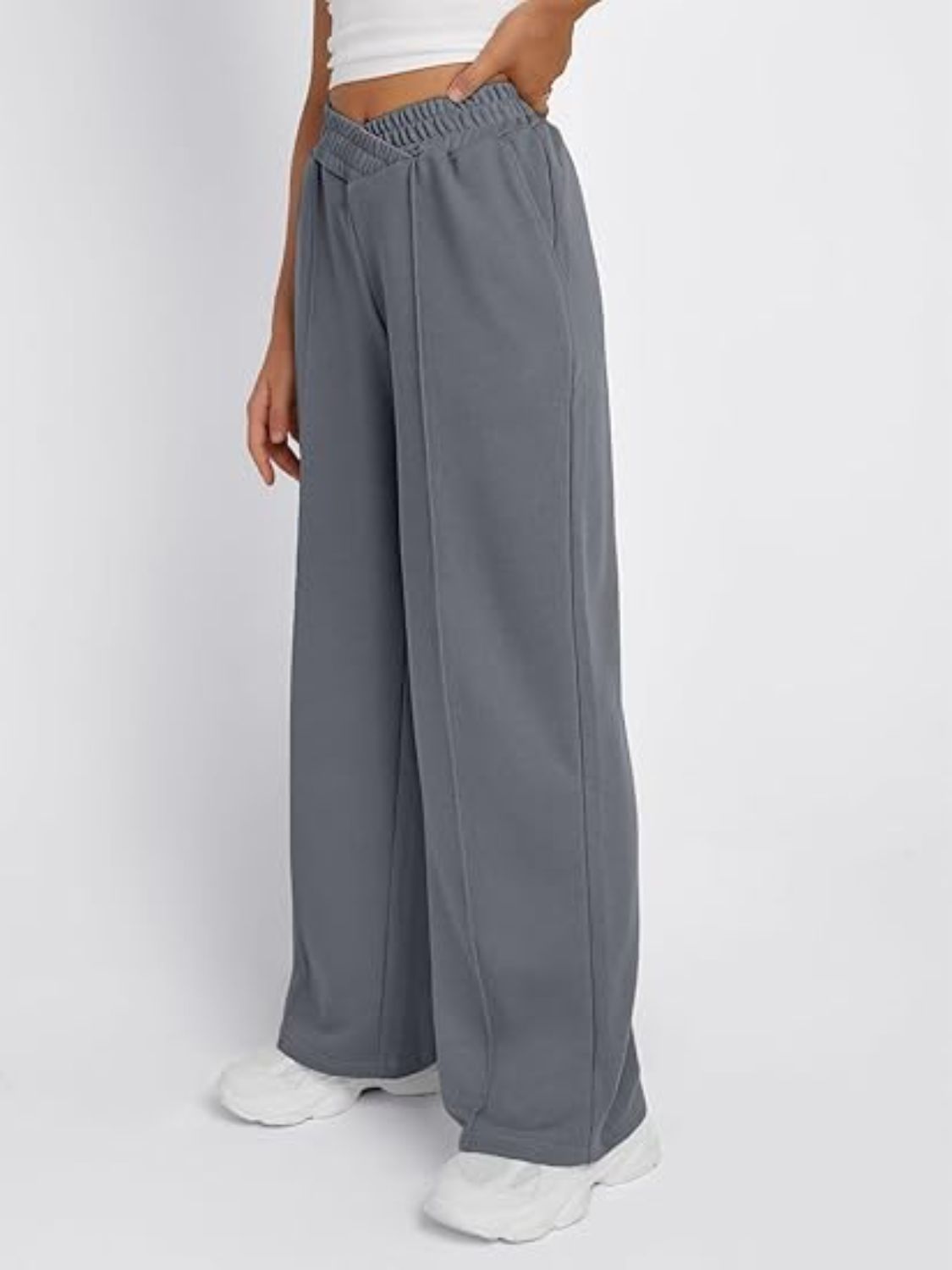 Elastic Waist Wide-Leg Pants