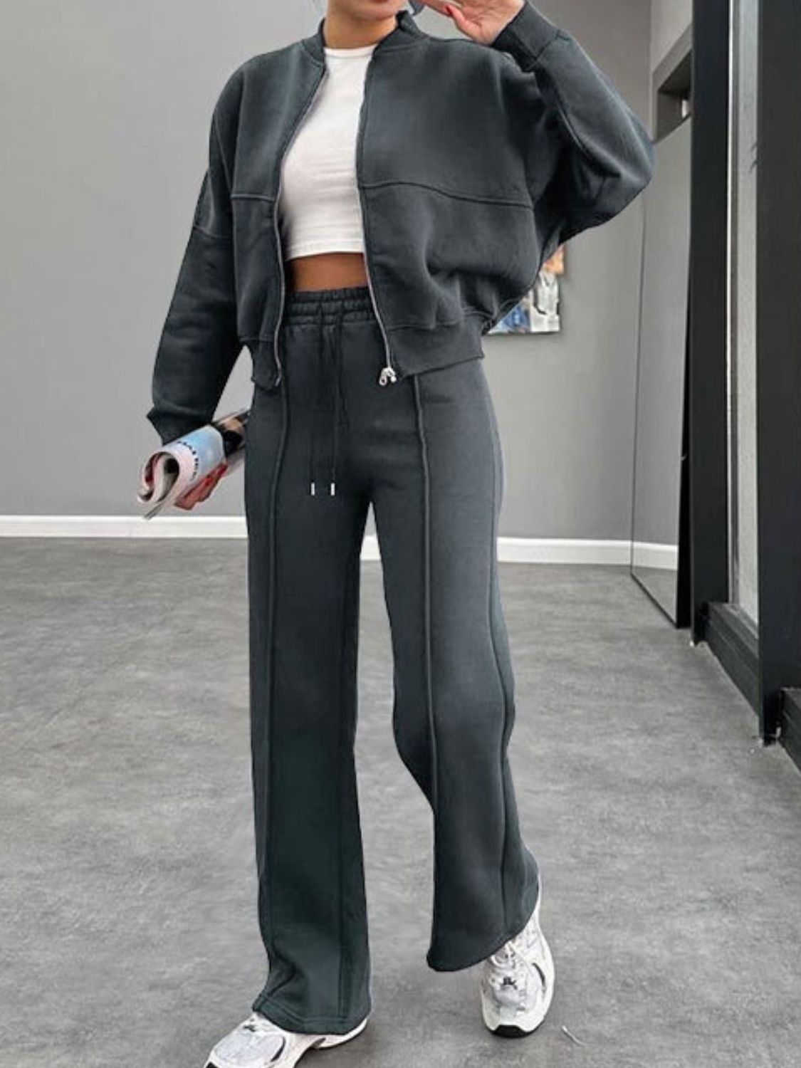 Zip-Up Jacket & Drawstring Pants Set