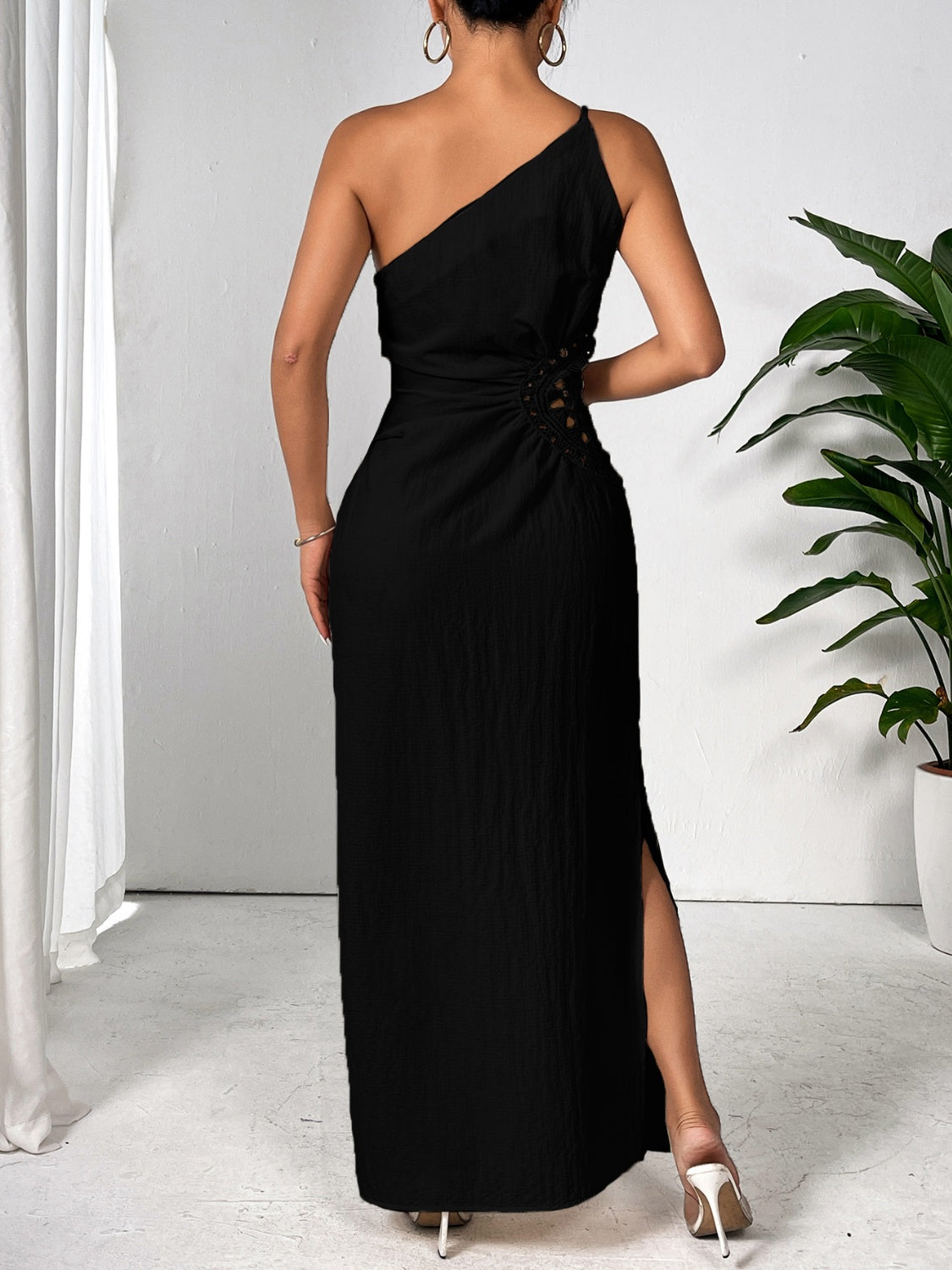 One-Shoulder Slit Maxi Dress