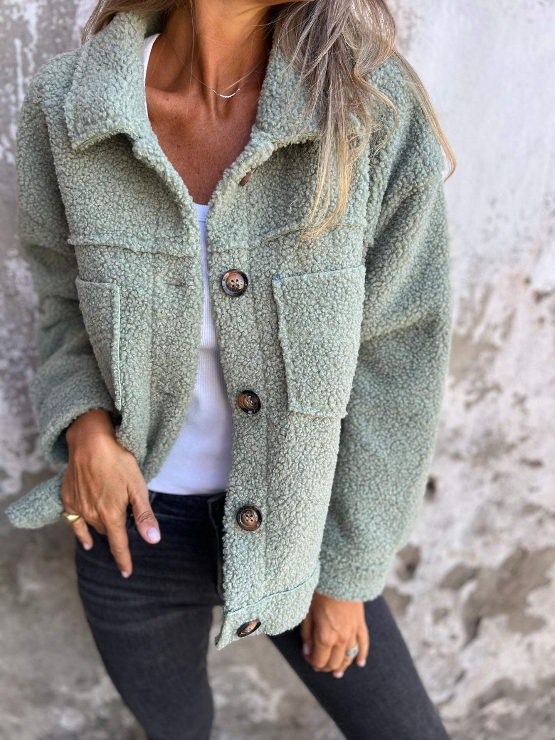 Fuzzy Button-Up Jacket