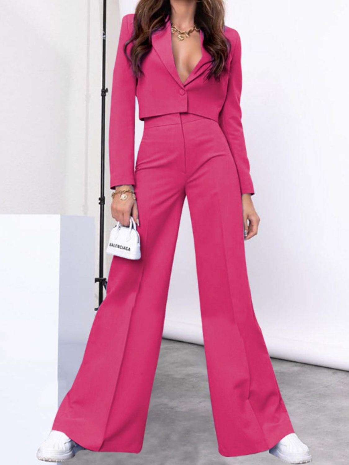 Cropped Top & Wide-Leg Pants Set