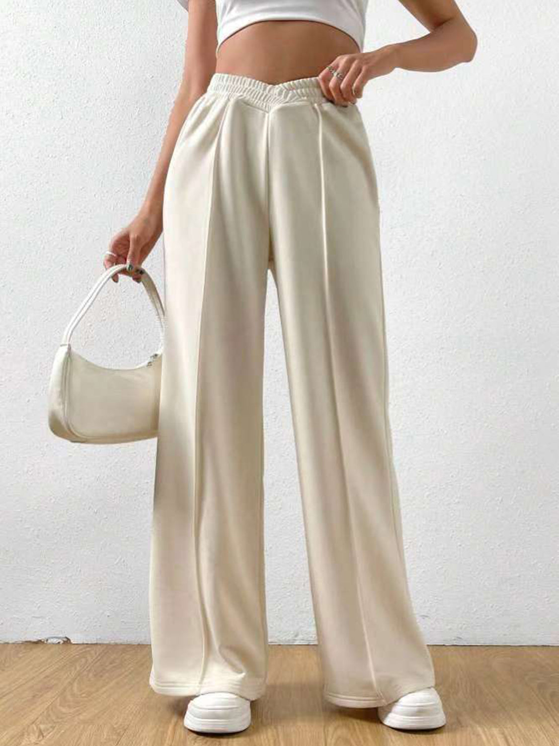 Elastic Waist Wide-Leg Pants