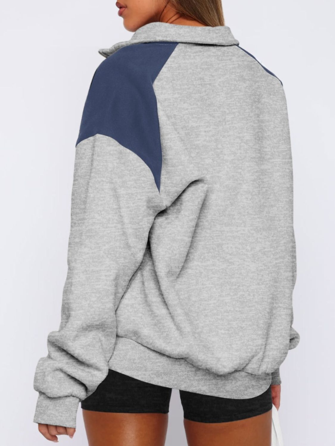 Contrast Quarter-Zip Sweatshirt