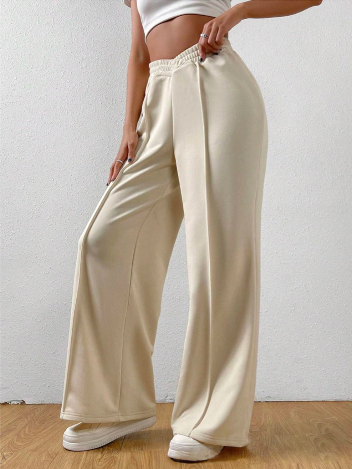 Elastic Waist Wide-Leg Pants