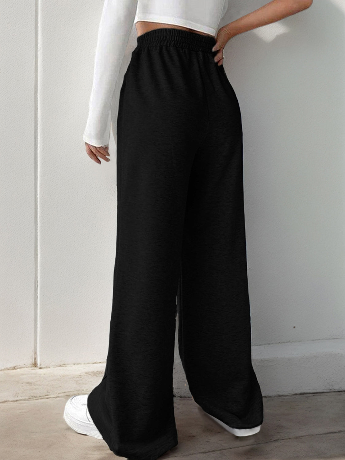 Elastic Waist Wide-Leg Pants