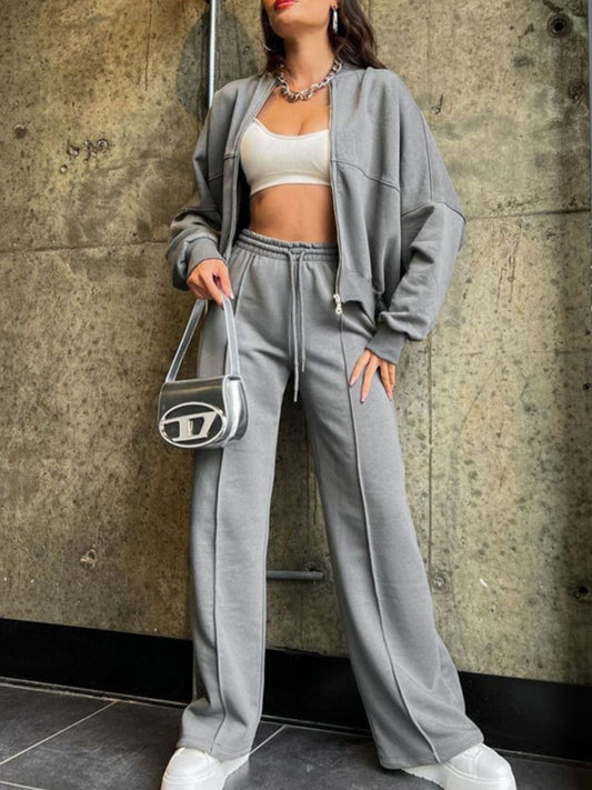 Zip-Up Top & Drawstring Pants Set