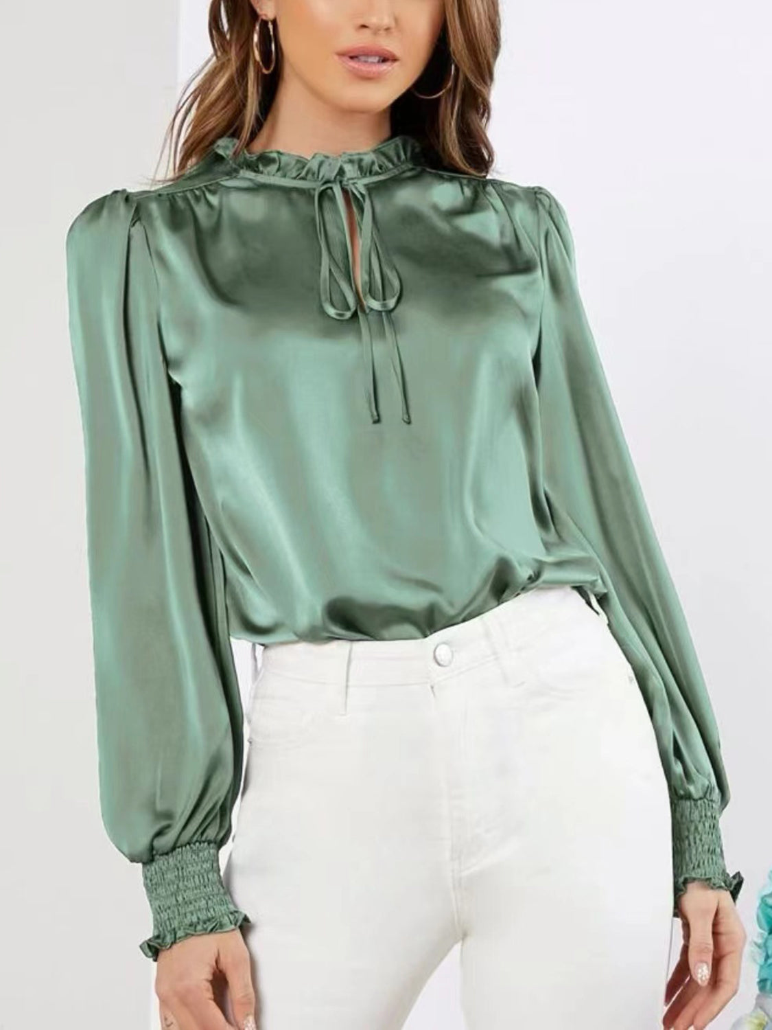 Frill Lantern Sleeve Blouse