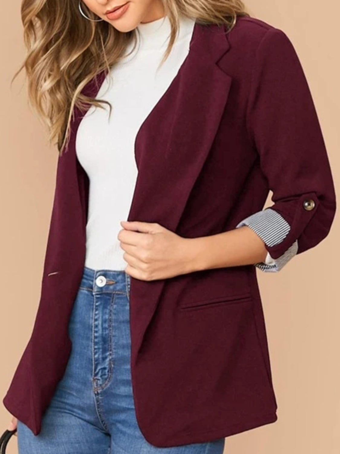 Roll-Tab Sleeve Blazer