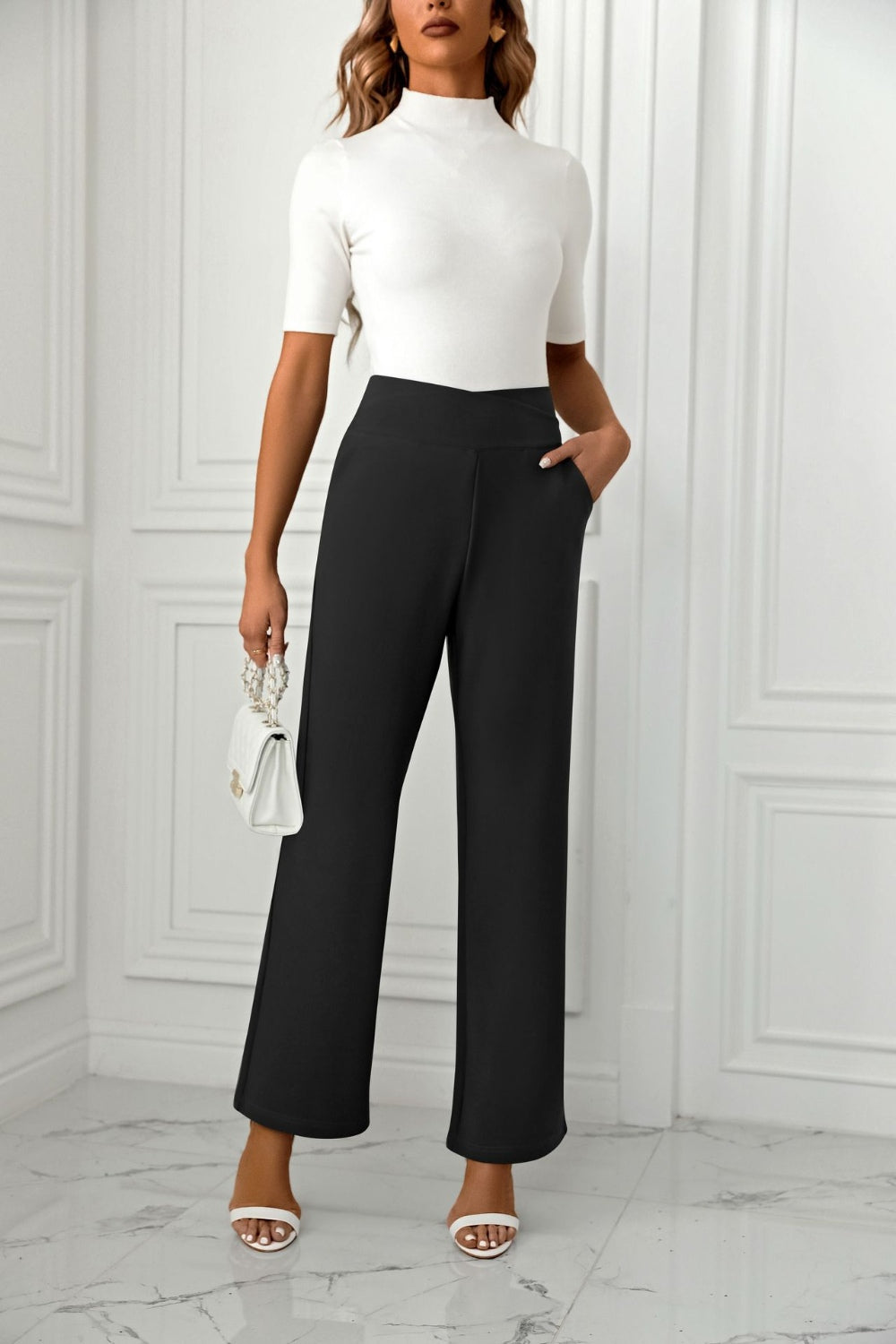 High-Waist Straight-Leg Pants