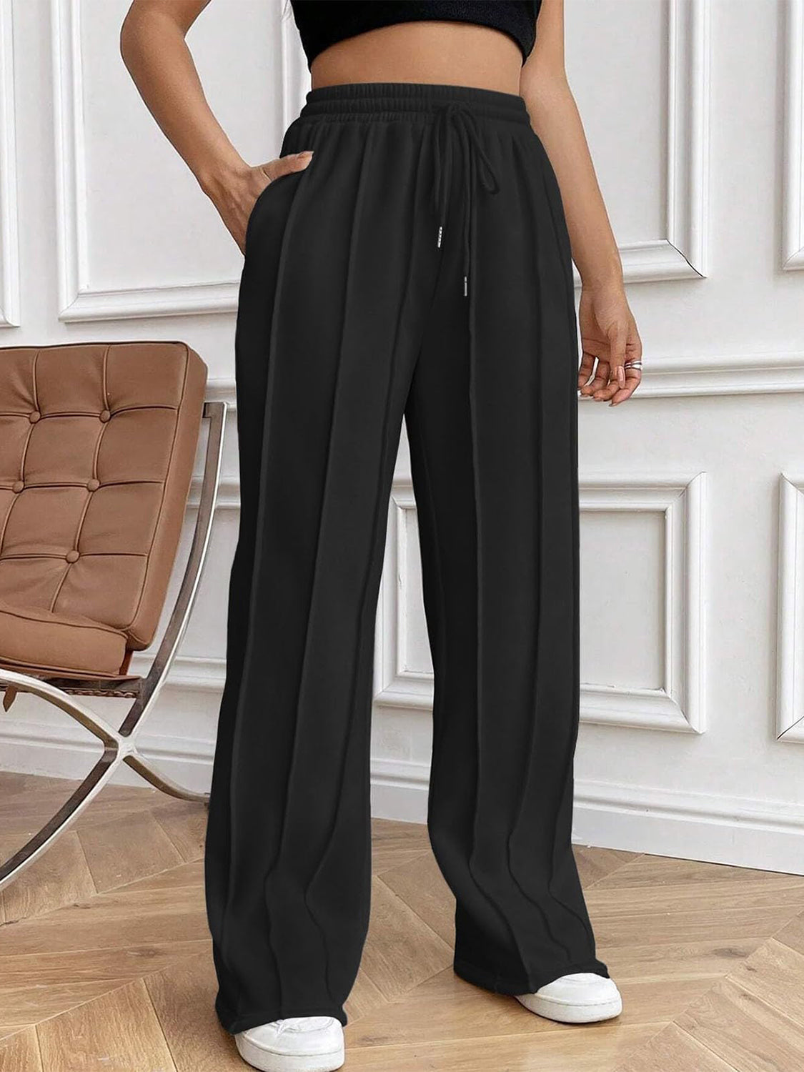 Elastic Waist Drawstring Pants