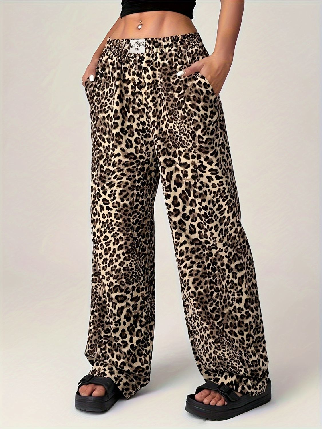 Leopard Print Wide-Leg Pants