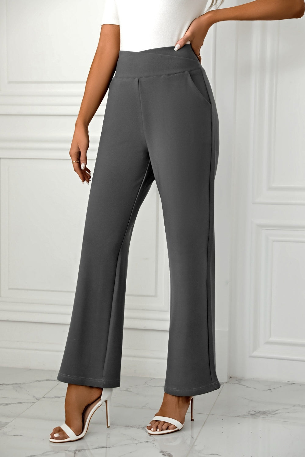 High-Waist Straight-Leg Pants