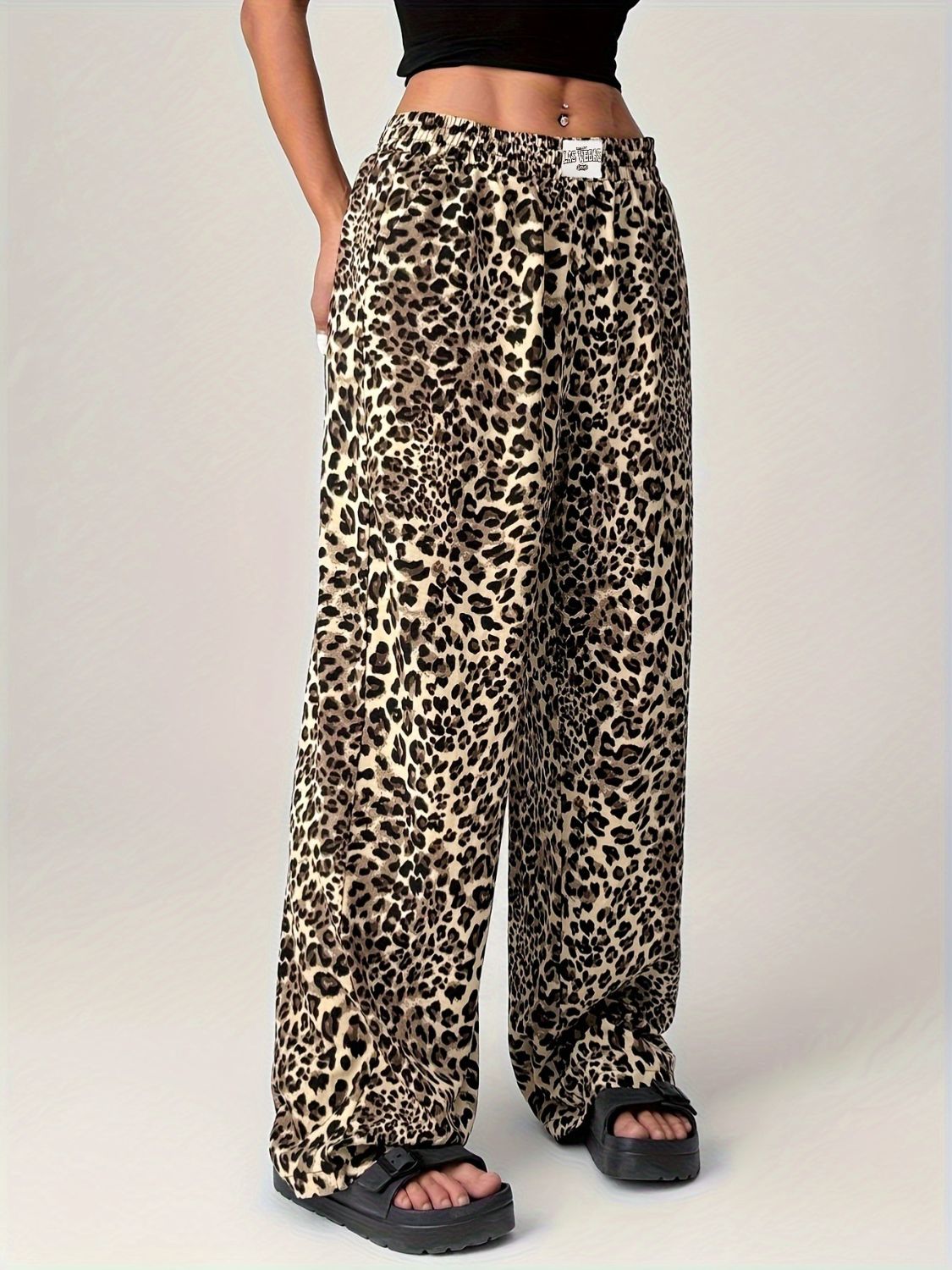 Leopard Print Wide-Leg Pants