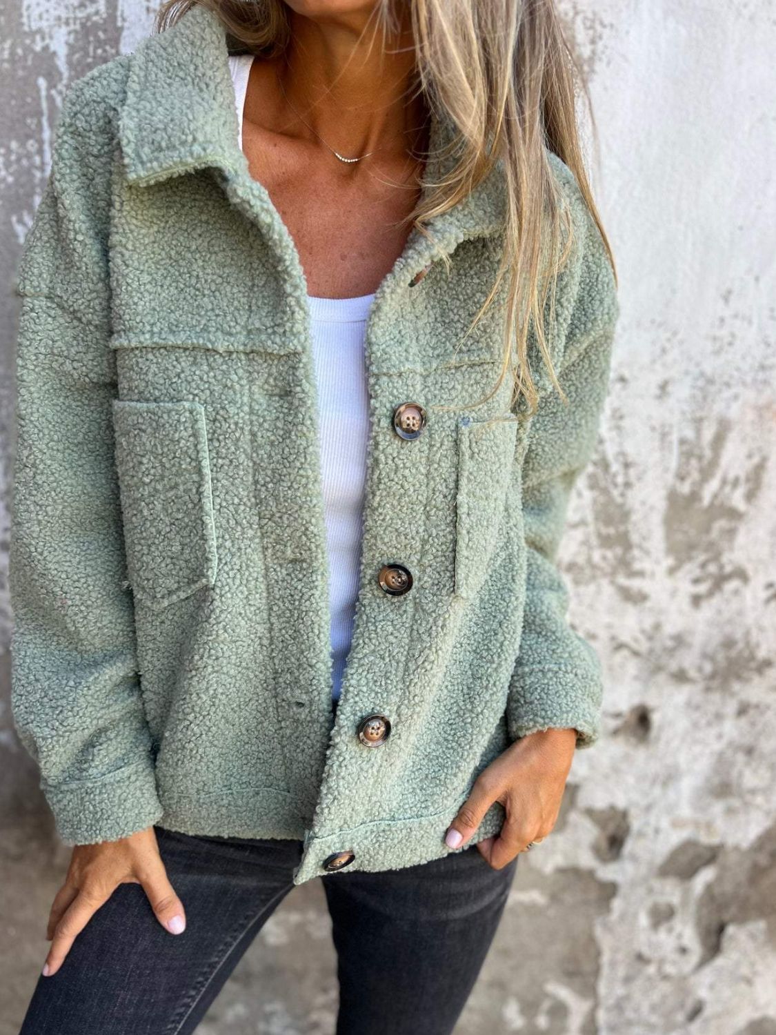 Fuzzy Button-Up Jacket