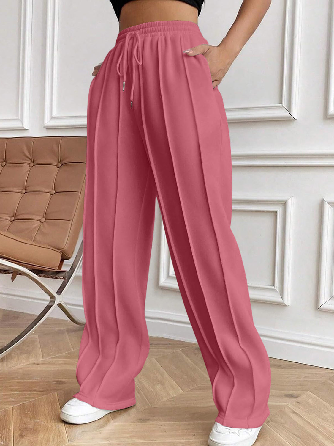 Elastic Waist Drawstring Pants