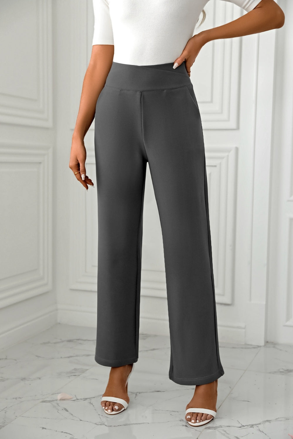 High-Waist Straight-Leg Pants