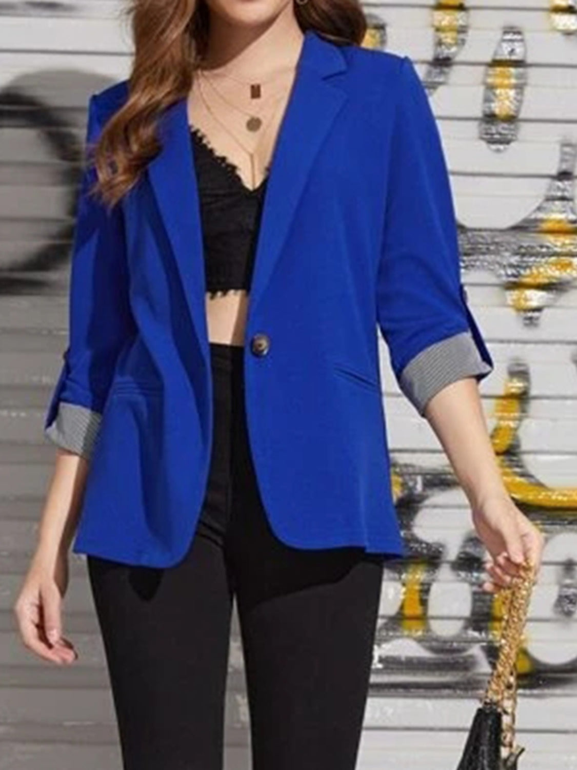 Roll-Tab Sleeve Blazer