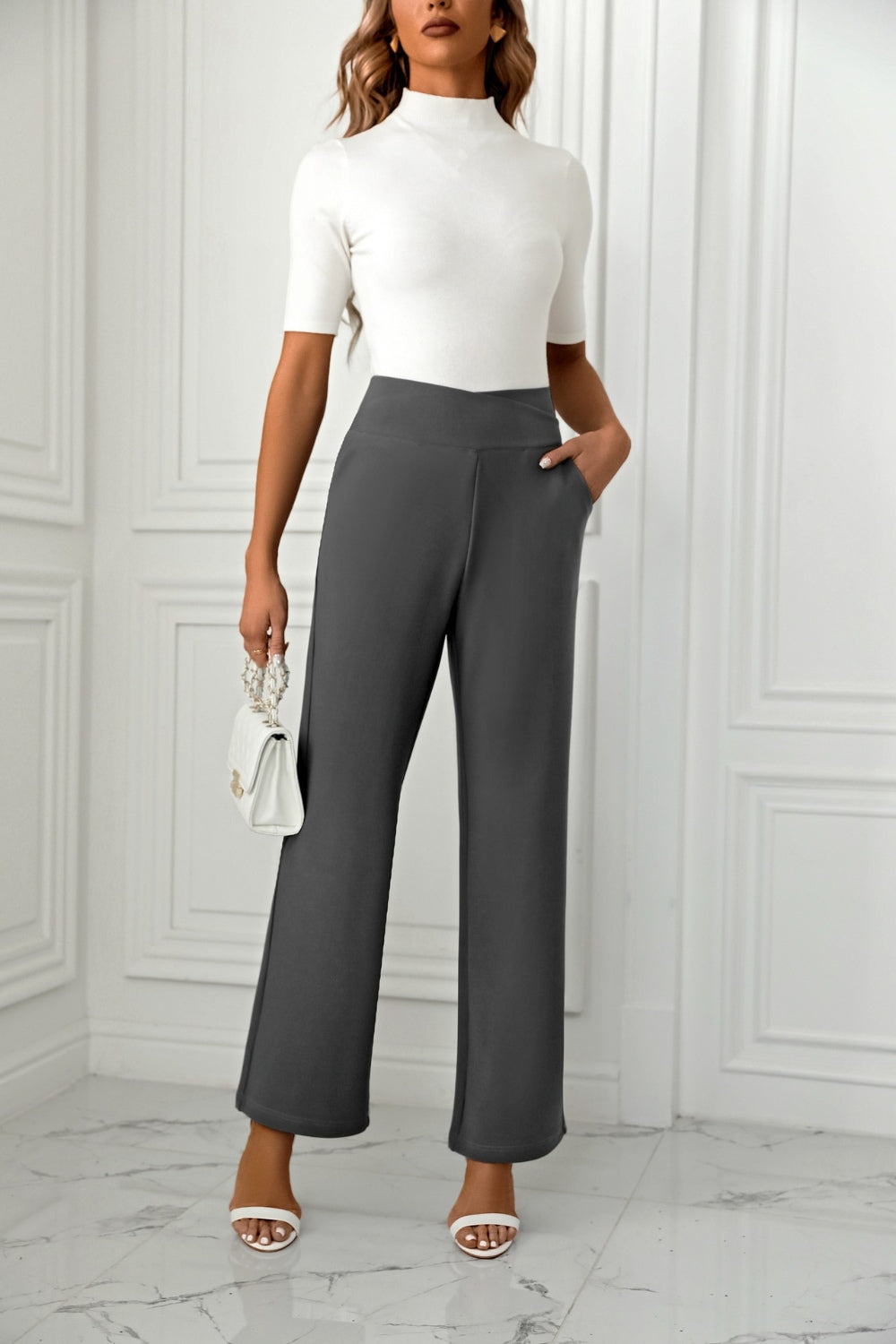 High-Waist Straight-Leg Pants