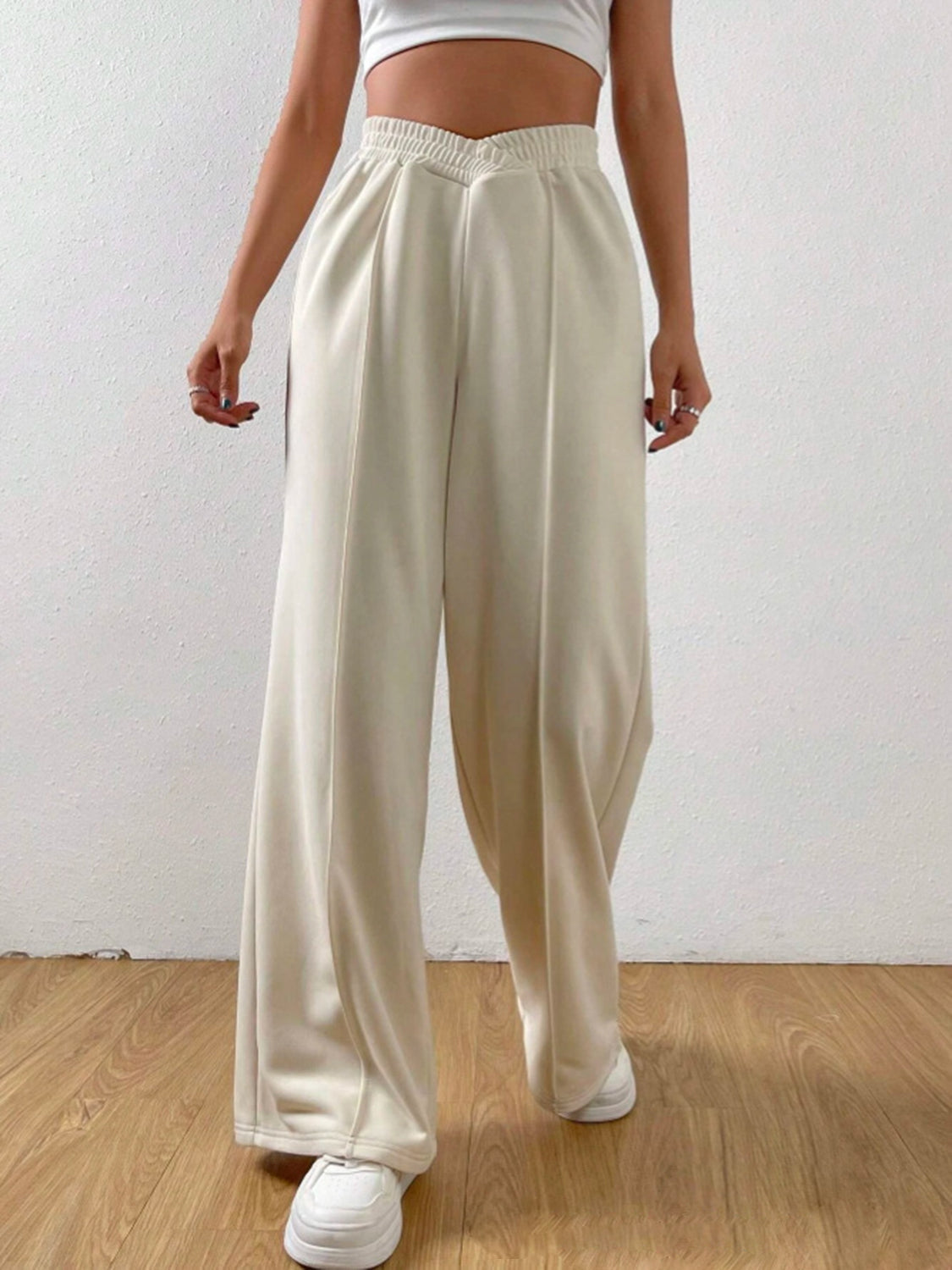 Elastic Waist Wide-Leg Pants