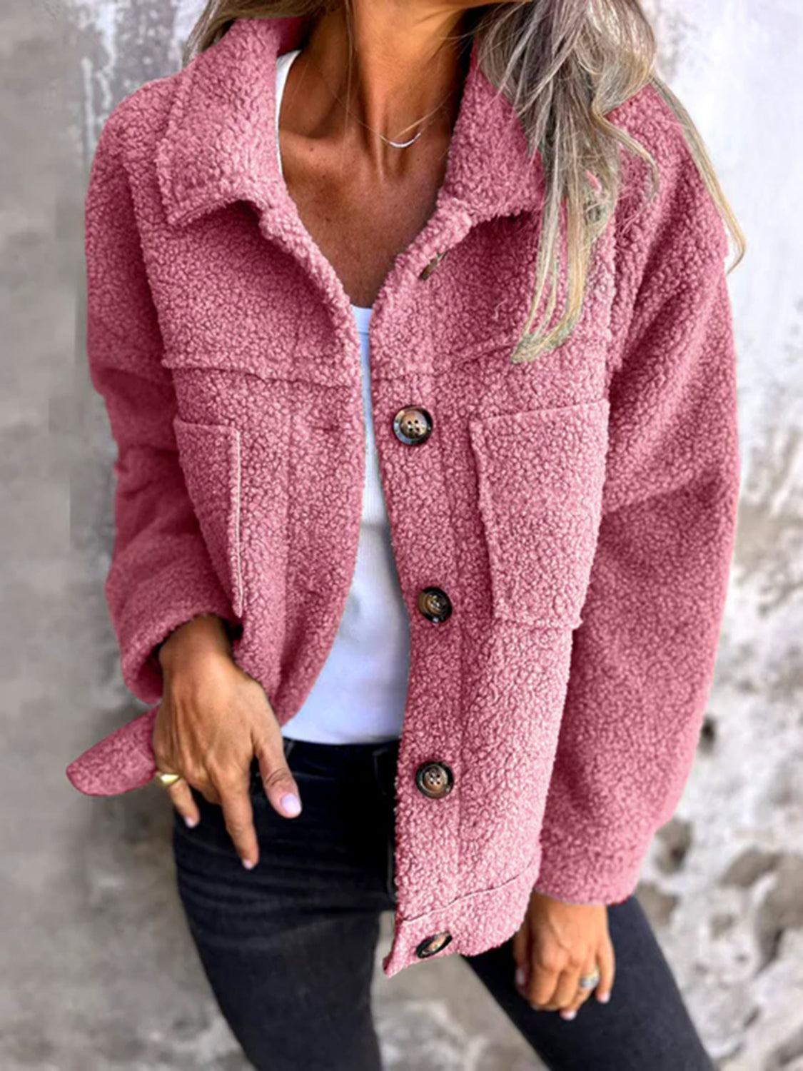 Fuzzy Button-Up Jacket