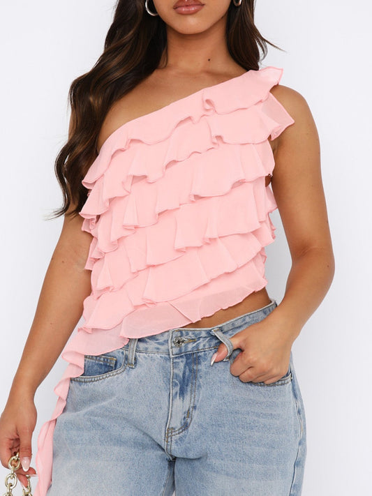 Ruffled One-Shoulder Tank