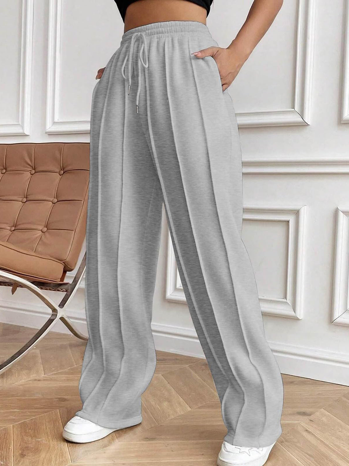 Elastic Waist Drawstring Pants