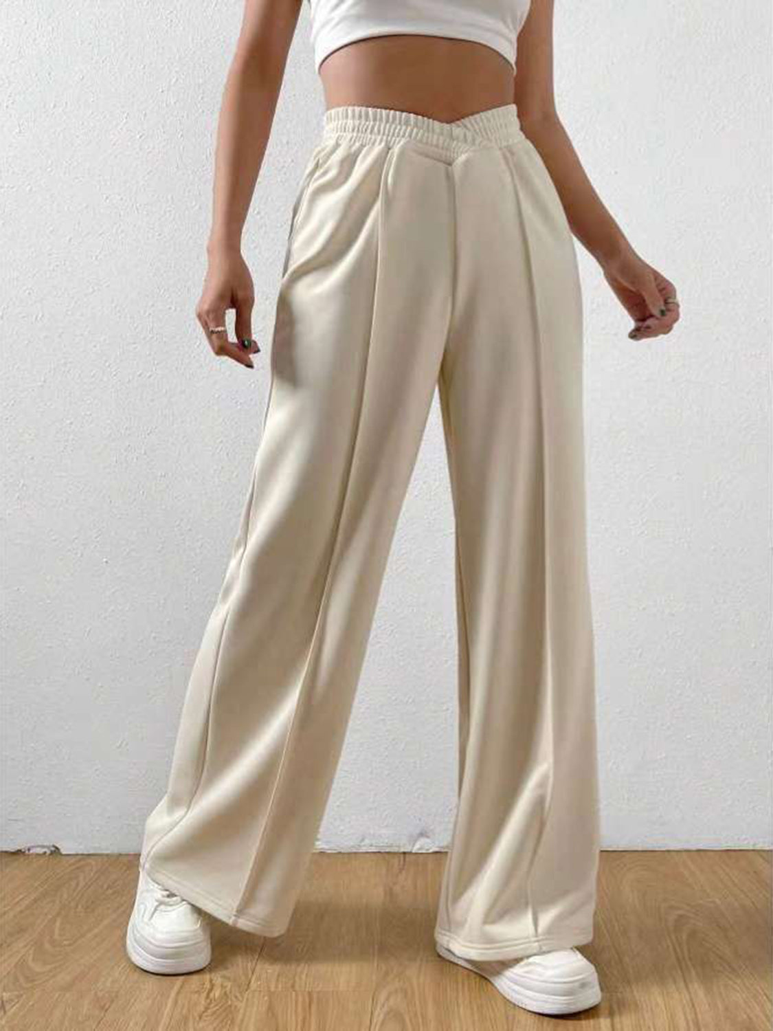 Elastic Waist Wide-Leg Pants