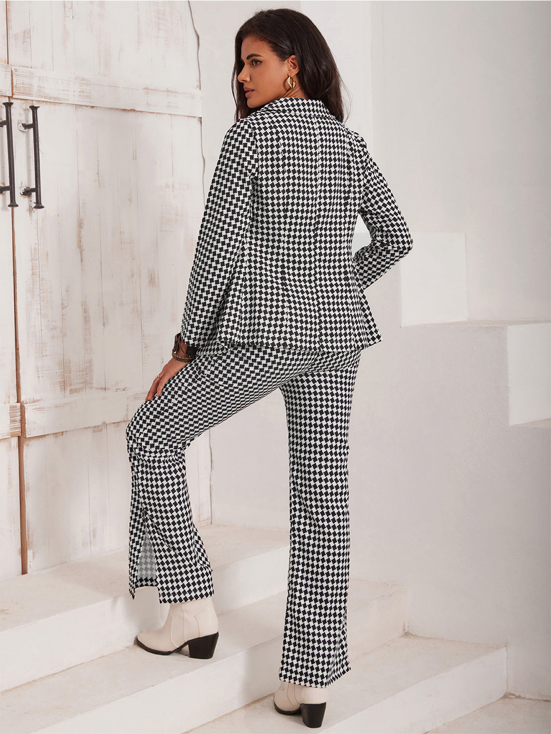 Checkered Blazer & Pants Set