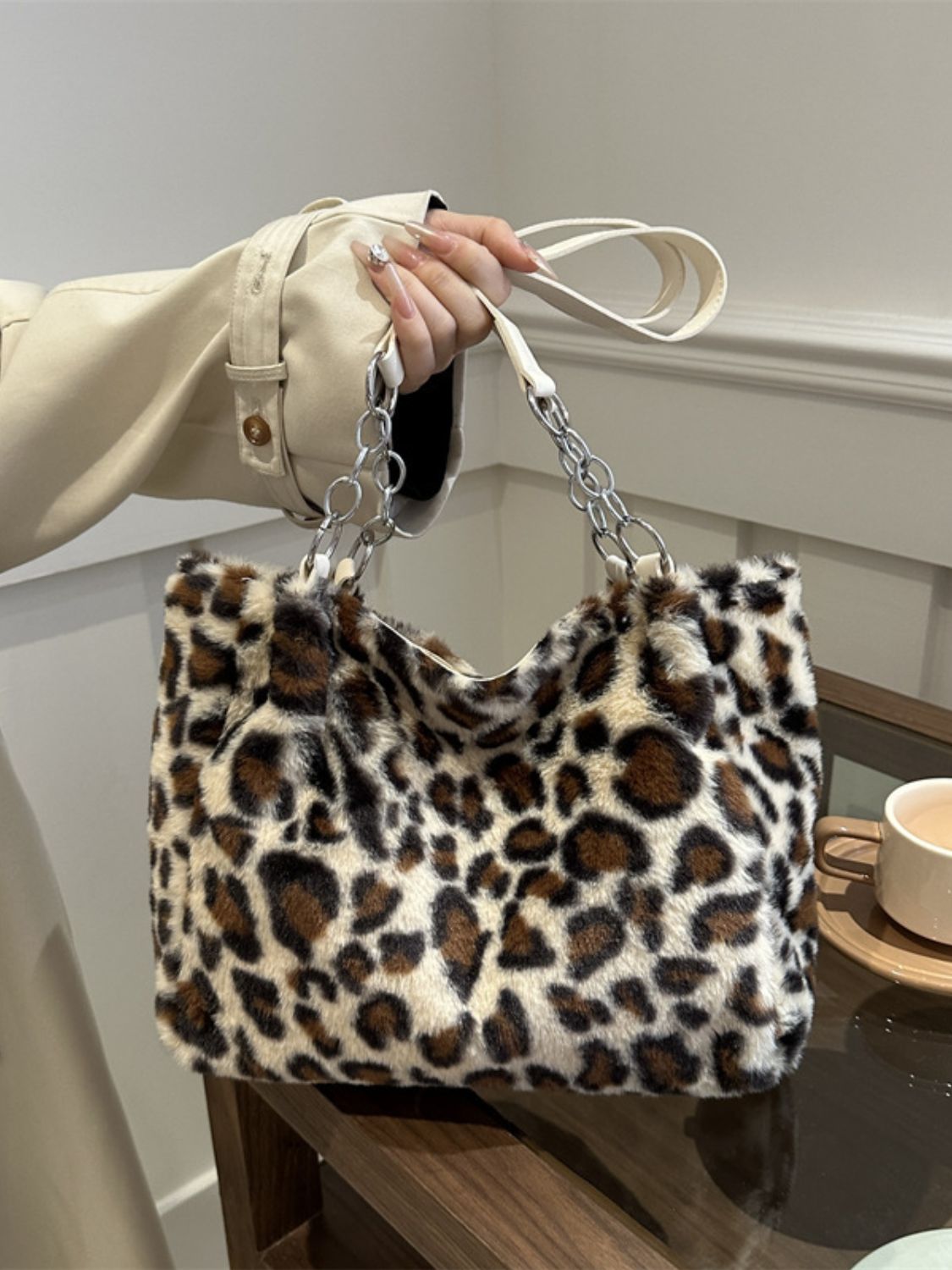 Faux Fur Leopard Bag