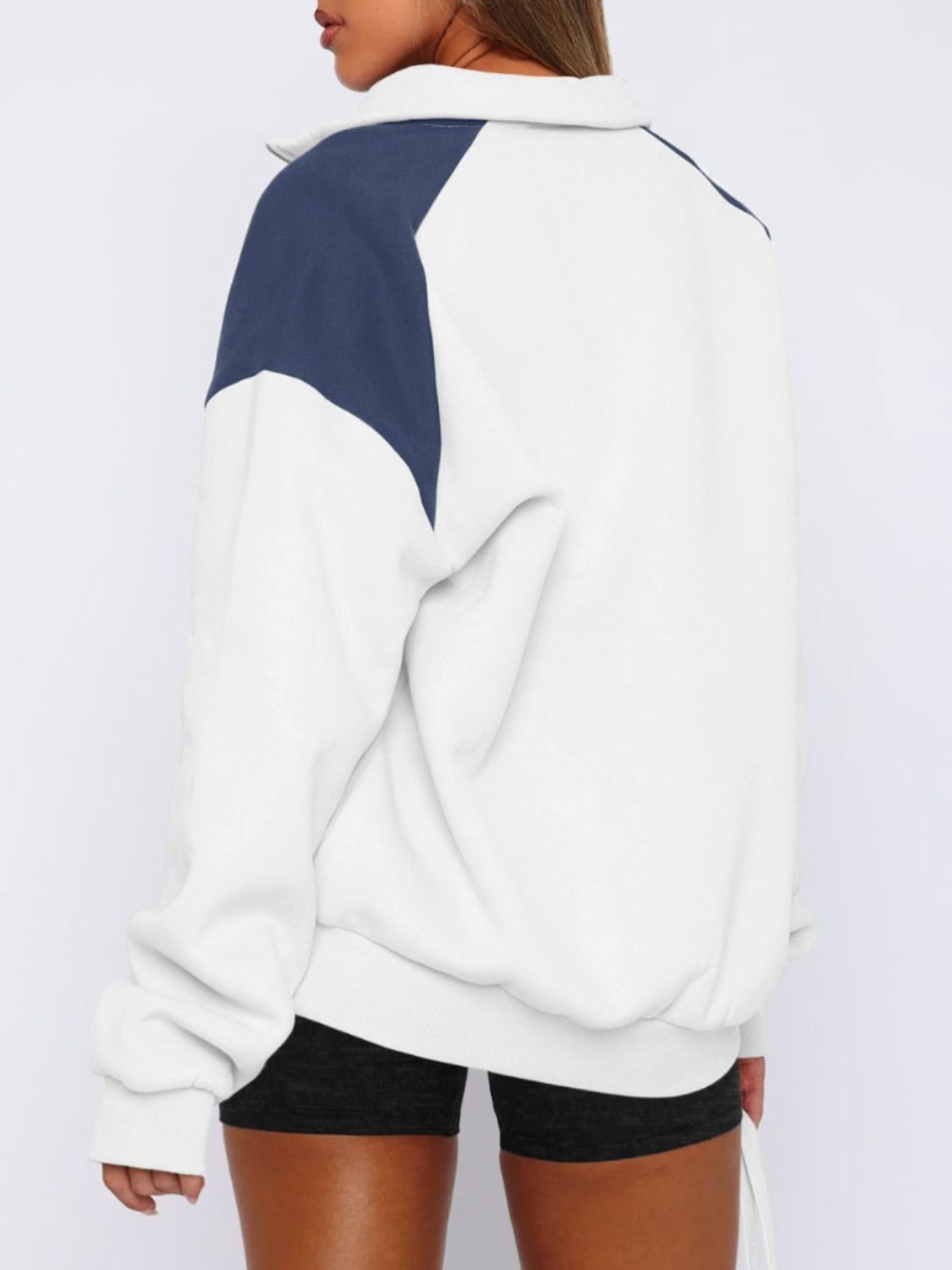 Contrast Quarter-Zip Sweatshirt