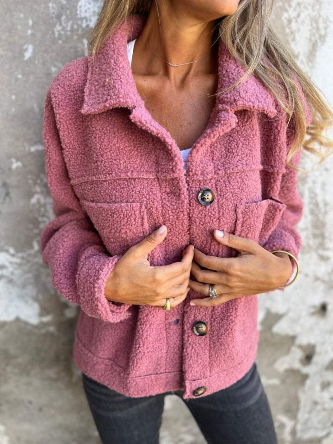 Fuzzy Button-Up Jacket