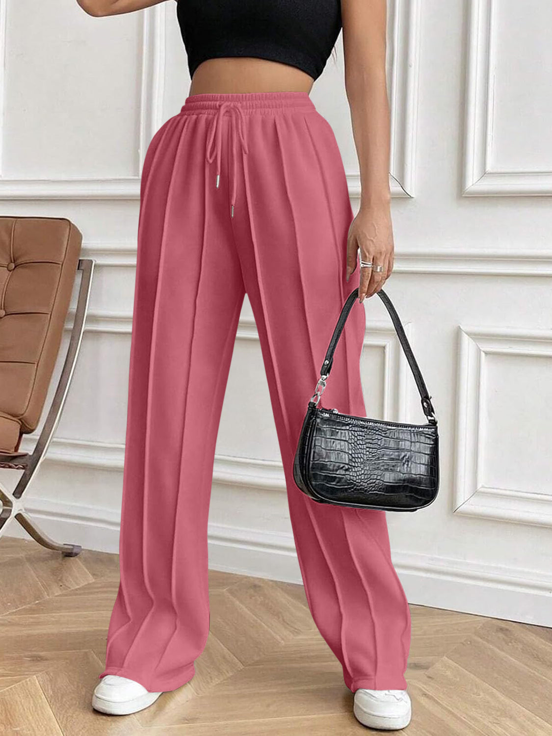 Elastic Waist Drawstring Pants