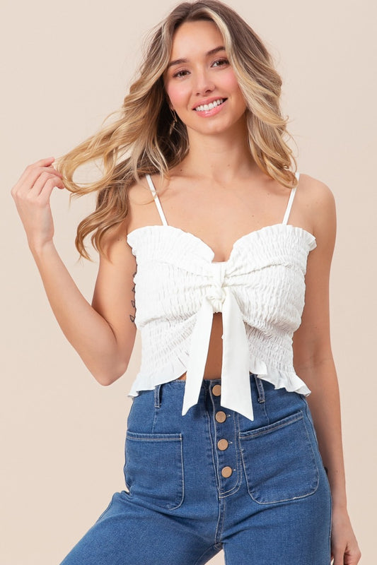 Ruffled Ribbon Smocked Cami