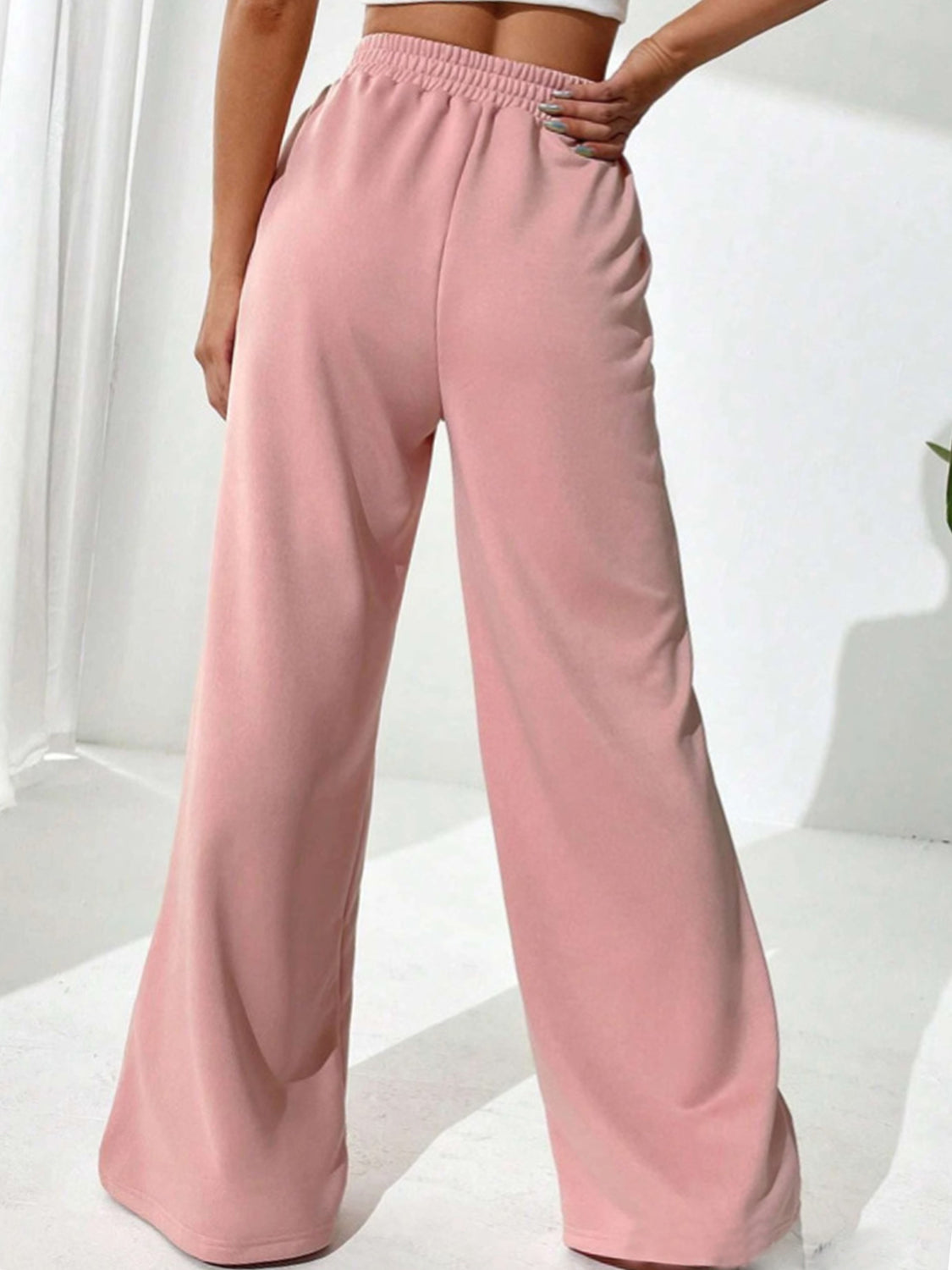 Elastic Waist Wide-Leg Pants