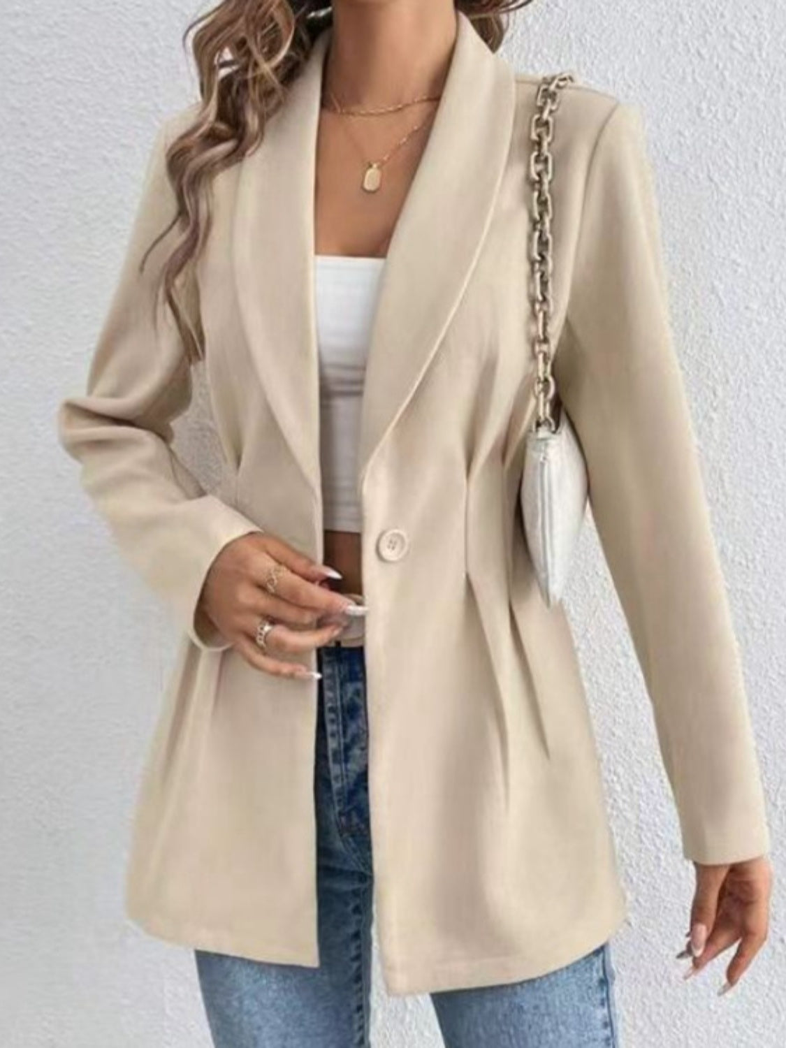 One-Button Long Sleeve Blazer