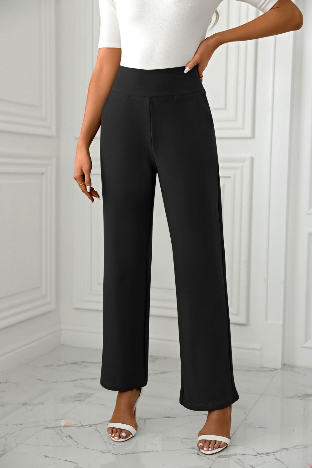 High-Waist Straight-Leg Pants