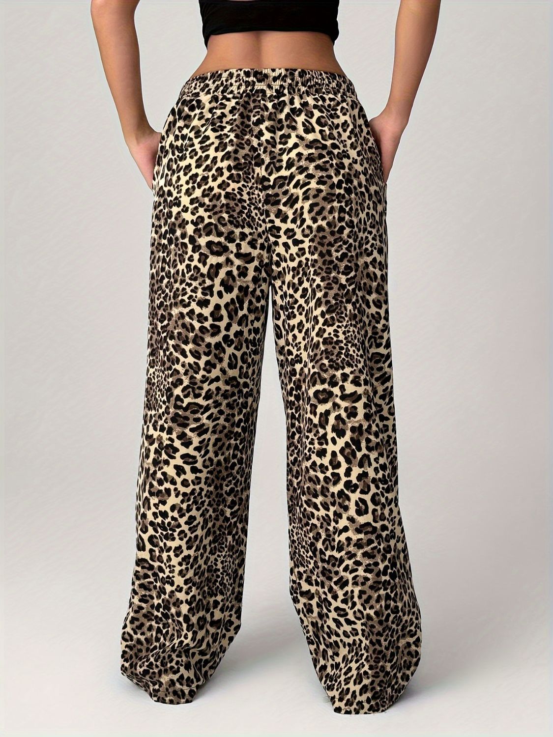 Leopard Print Wide-Leg Pants