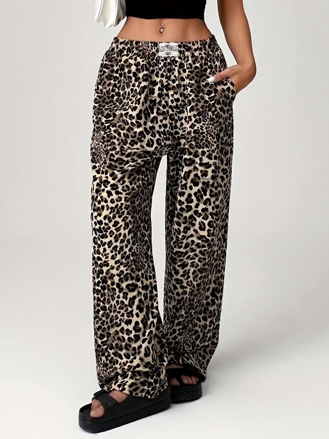 Leopard Print Wide-Leg Pants