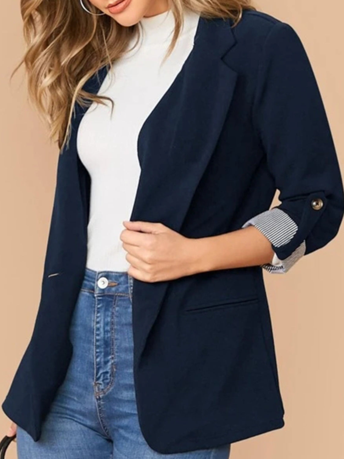 Roll-Tab Sleeve Blazer