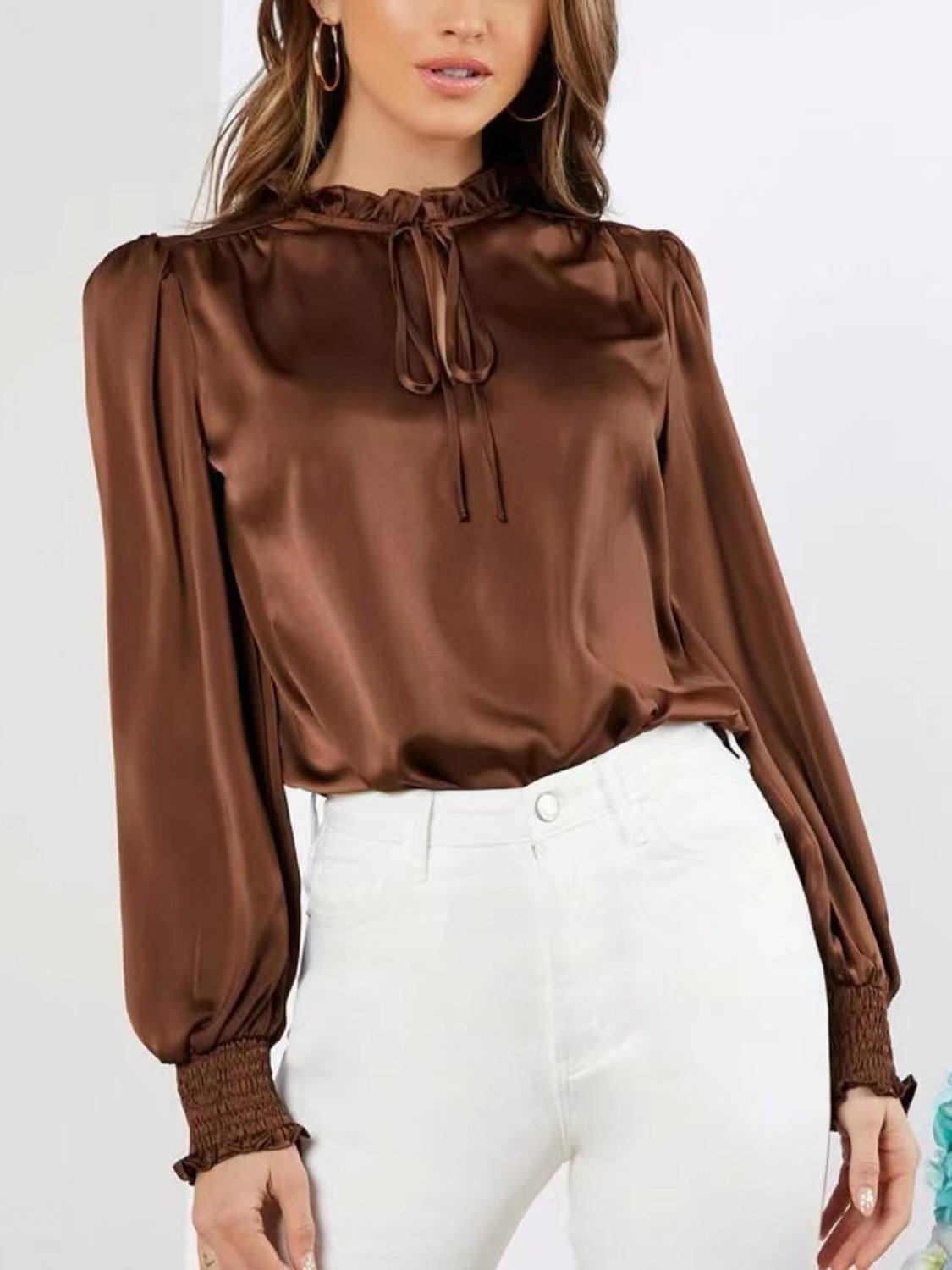 Frill Lantern Sleeve Blouse