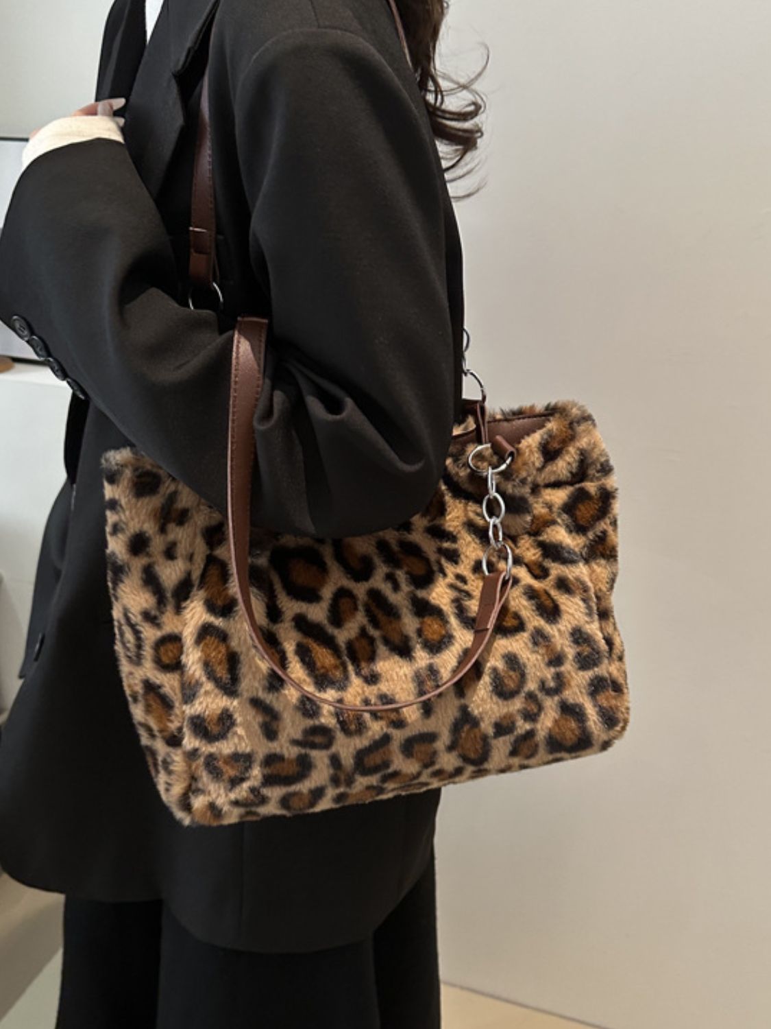 Faux Fur Leopard Bag