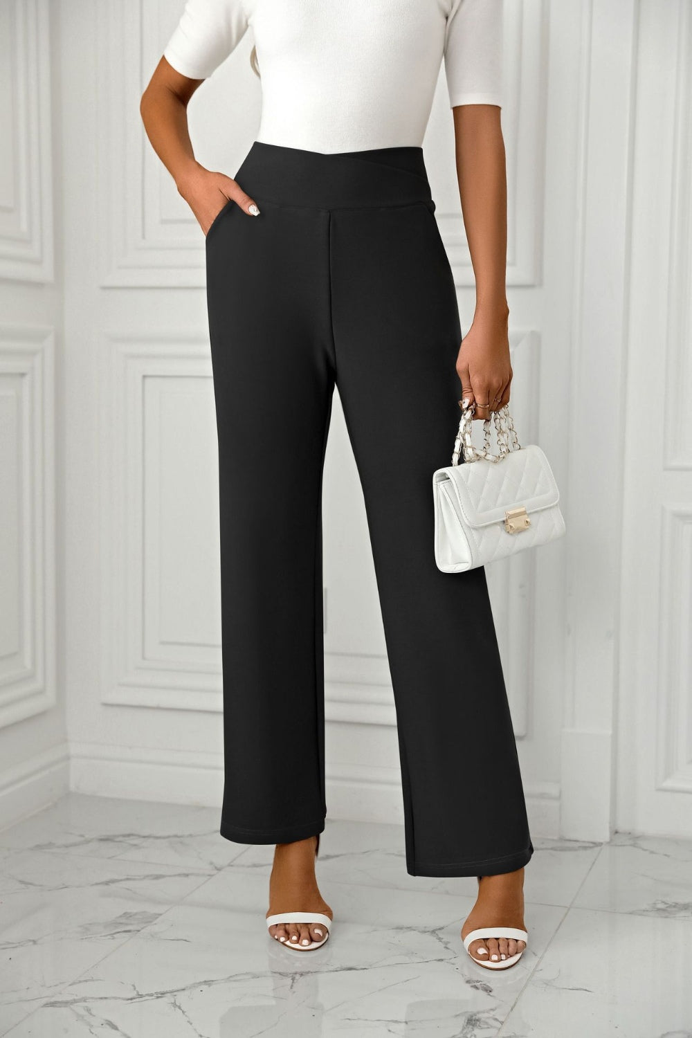 High-Waist Straight-Leg Pants