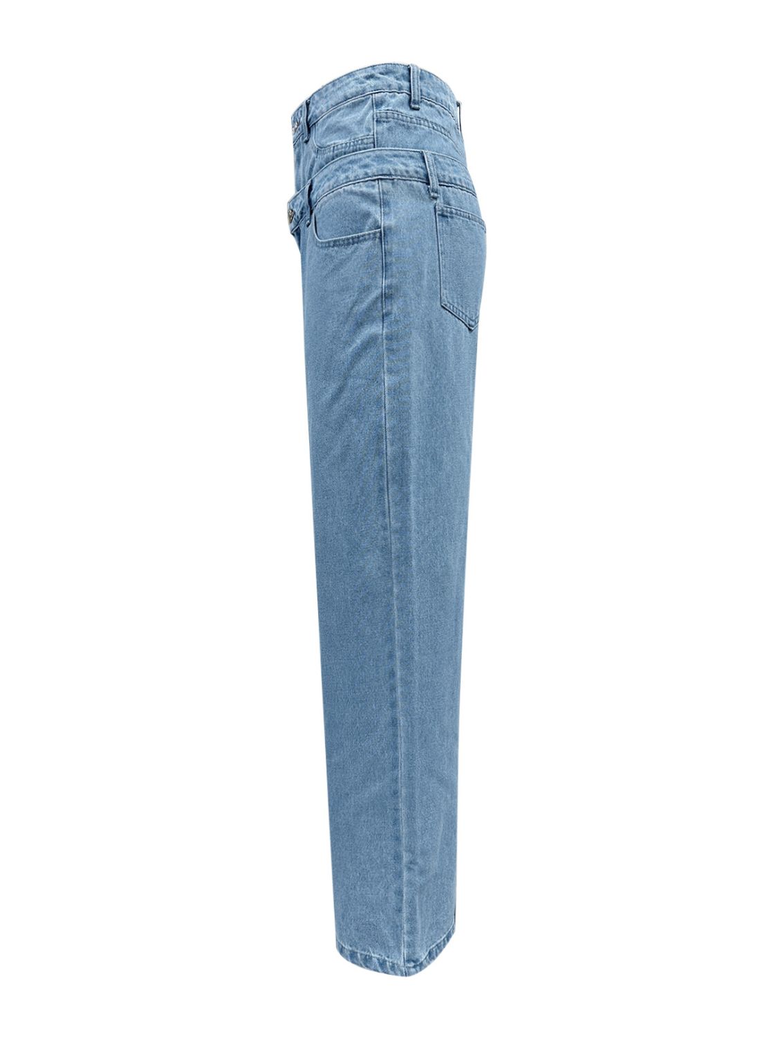 Faux Layered High-Waist Jeans